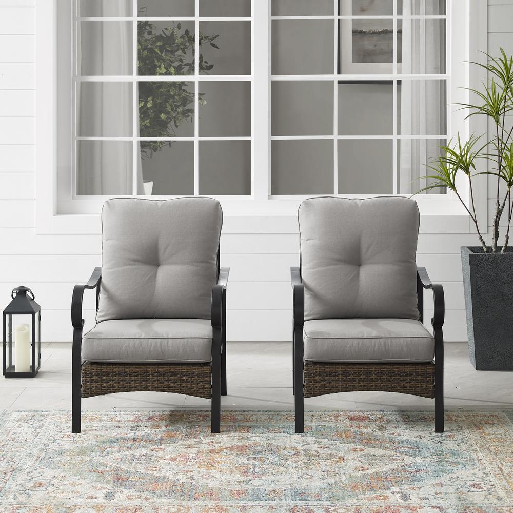 Dahlia 2Pc Outdoor Metal And Wicker Armchair Set Taupe/Matte Black - 2 Armchairs. Picture 3