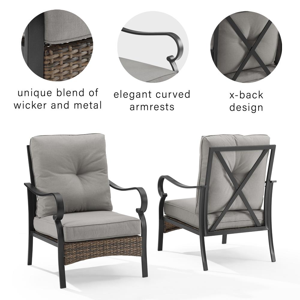 Dahlia 2Pc Outdoor Metal And Wicker Armchair Set Taupe/Matte Black - 2 Armchairs. Picture 4