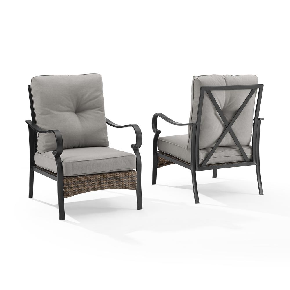 Dahlia 2Pc Outdoor Metal And Wicker Armchair Set Taupe/Matte Black - 2 Armchairs. Picture 1