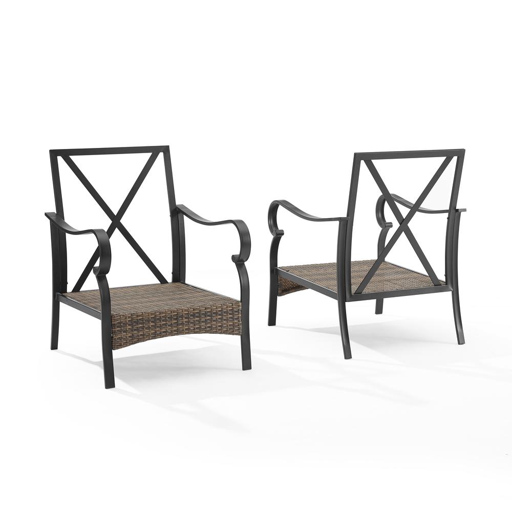 Dahlia 2Pc Outdoor Metal And Wicker Armchair Set Taupe/Matte Black - 2 Armchairs. Picture 10