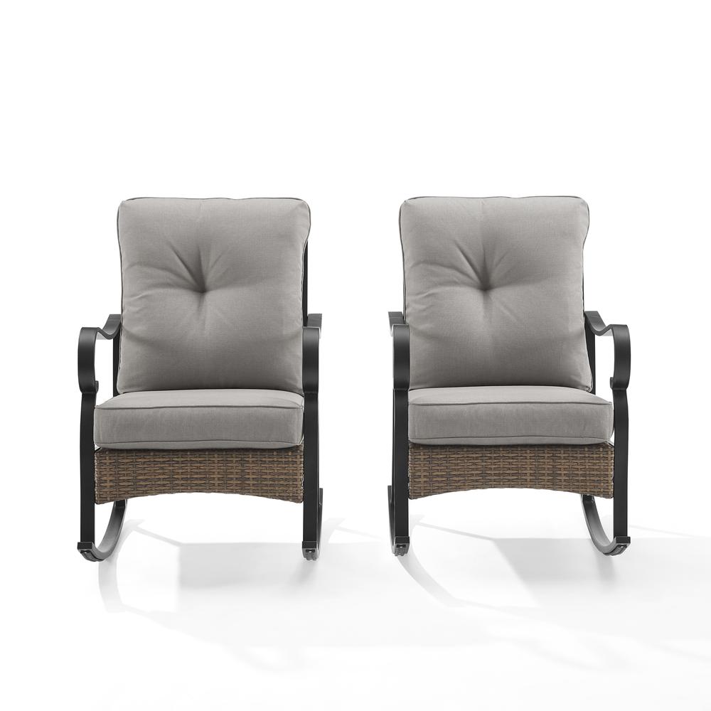 Dahlia 2Pc Outdoor Metal And Wicker Rocking Chair Set Taupe/Matte Black - 2 Rocking Chairs. Picture 9