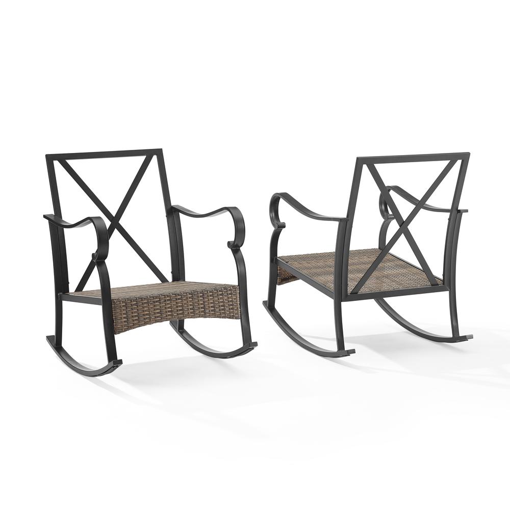 Dahlia 2Pc Outdoor Metal And Wicker Rocking Chair Set Taupe/Matte Black - 2 Rocking Chairs. Picture 10