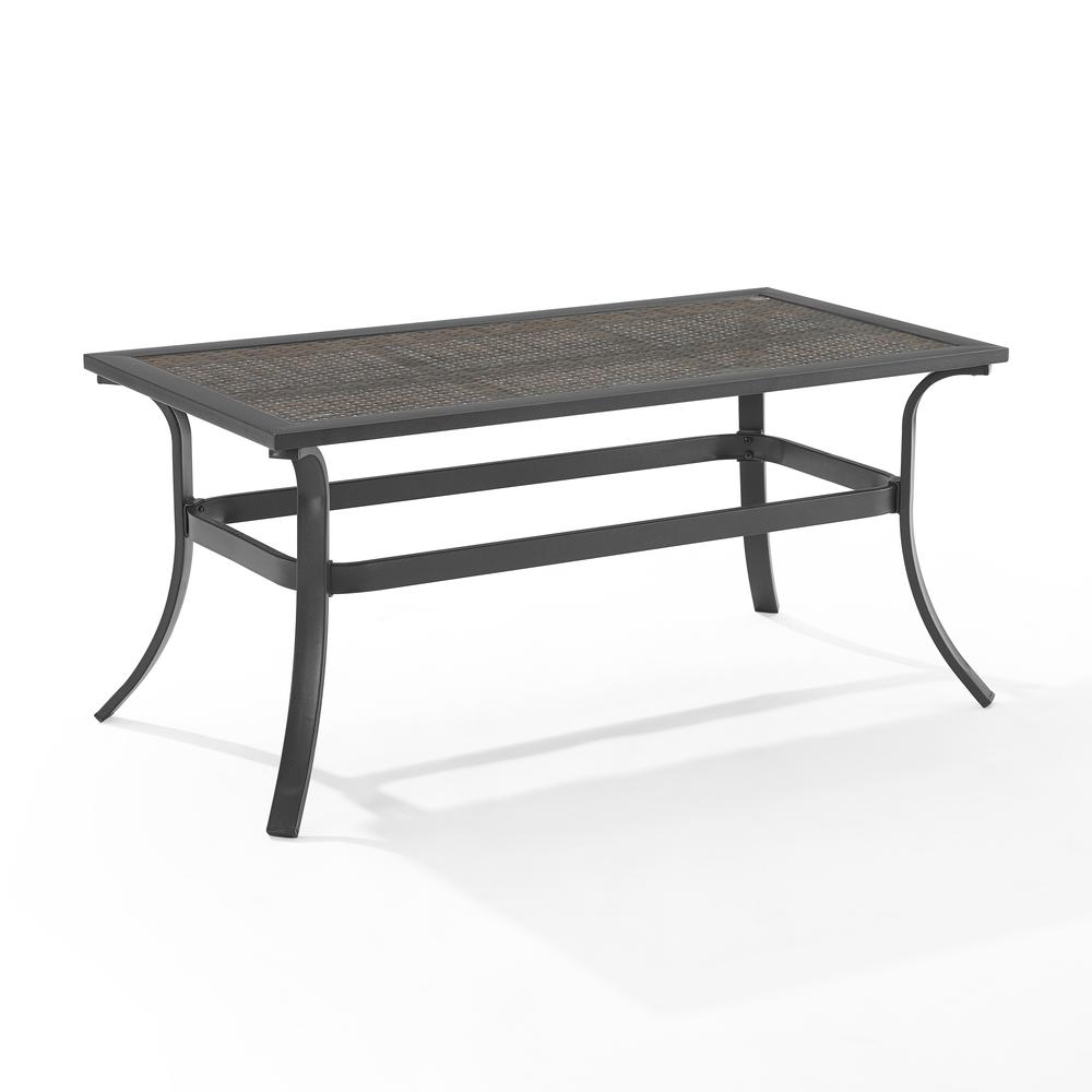 Dahlia Outdoor Metal And Wicker Coffee Table Matte Black/Brown. Picture 1