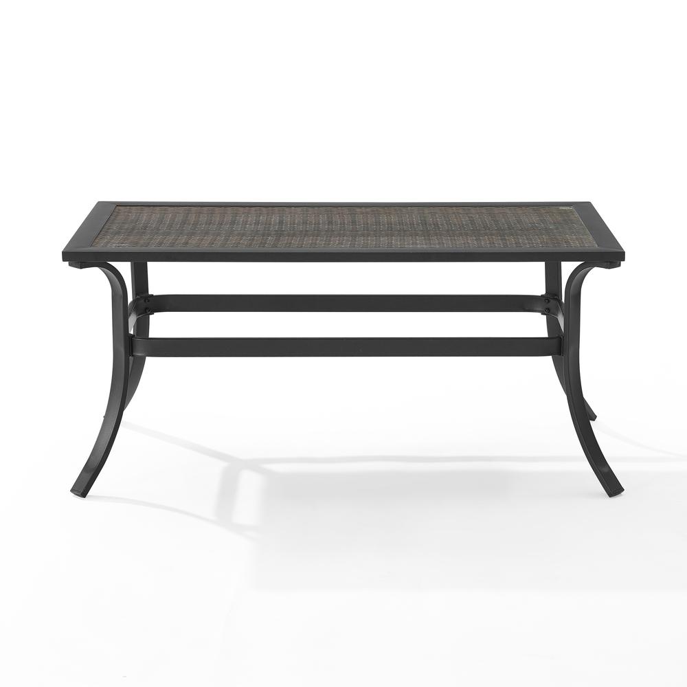 Dahlia Outdoor Metal And Wicker Coffee Table Matte Black/Brown. Picture 6