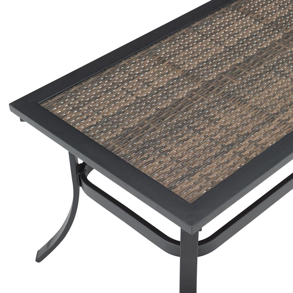 Dahlia Outdoor Metal And Wicker Coffee Table Matte Black/Brown. Picture 8