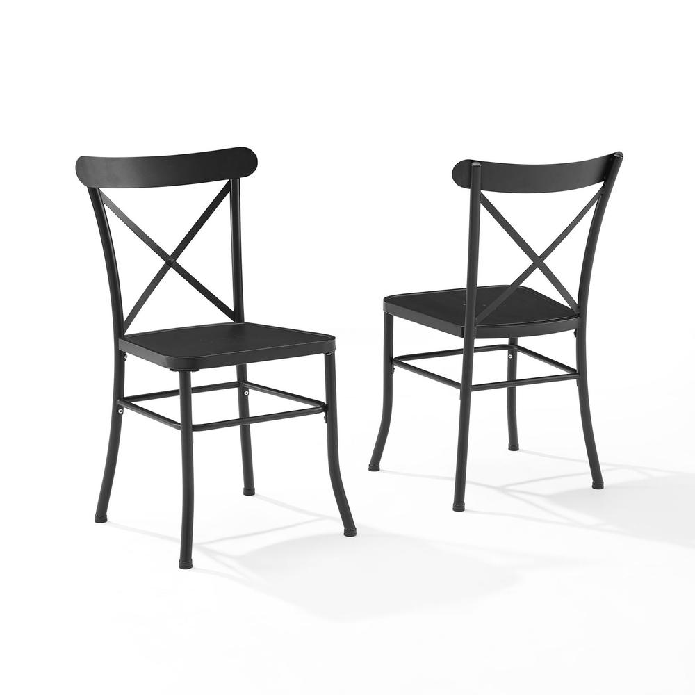 Astrid 2Pc Indoor/Outdoor Metal Dining Chair Set Matte Black - 2 Chairs. Picture 1