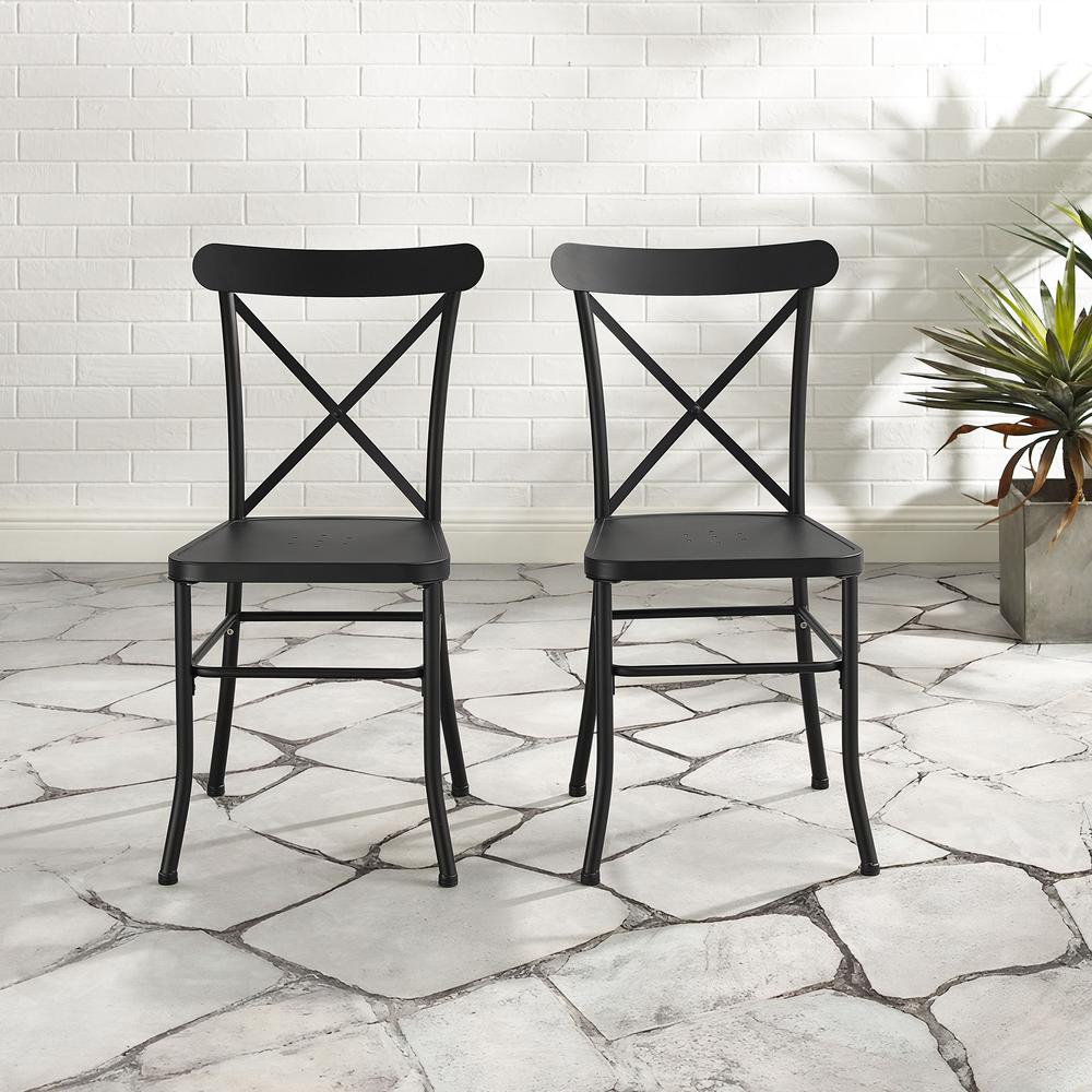 Astrid 2Pc Indoor/Outdoor Metal Dining Chair Set Matte Black - 2 Chairs. Picture 4