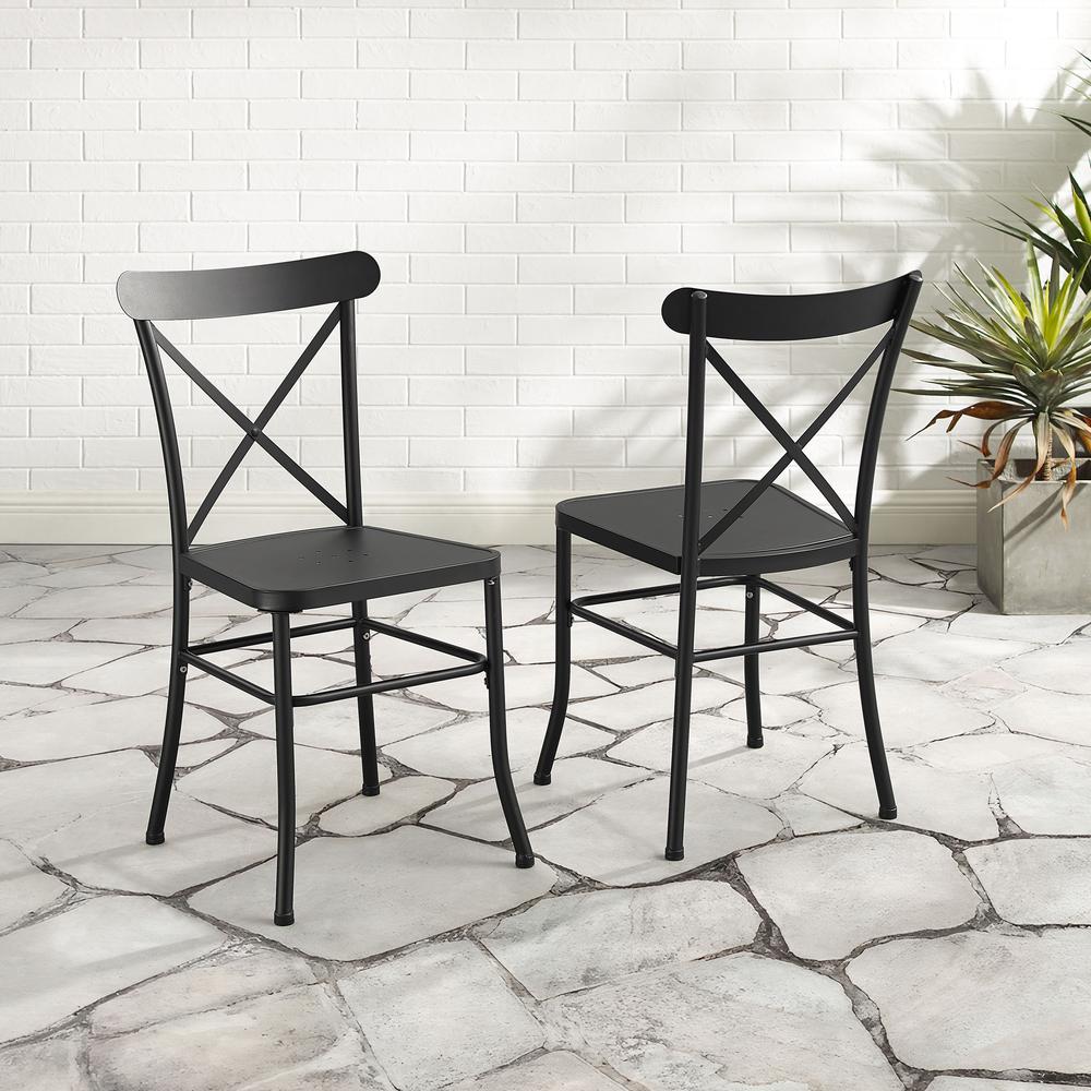 Astrid 2Pc Indoor/Outdoor Metal Dining Chair Set Matte Black - 2 Chairs. Picture 5