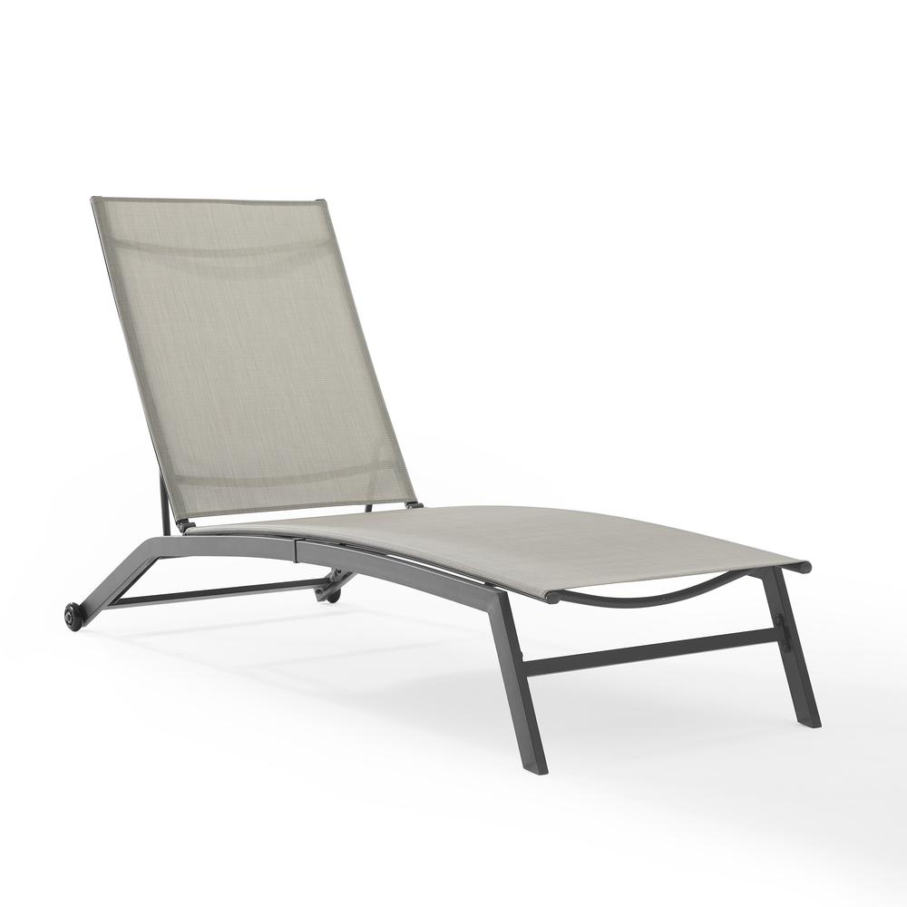 Weaver Outdoor Sling Chaise Lounge Light Gray/Matte Black. Picture 1