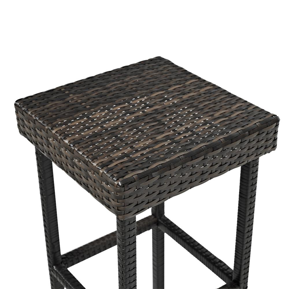 Palm Harbor 2Pc Outdoor Wicker Bar Height Bar Stool Set Weathered Gray - 2 Bar Stools. Picture 3