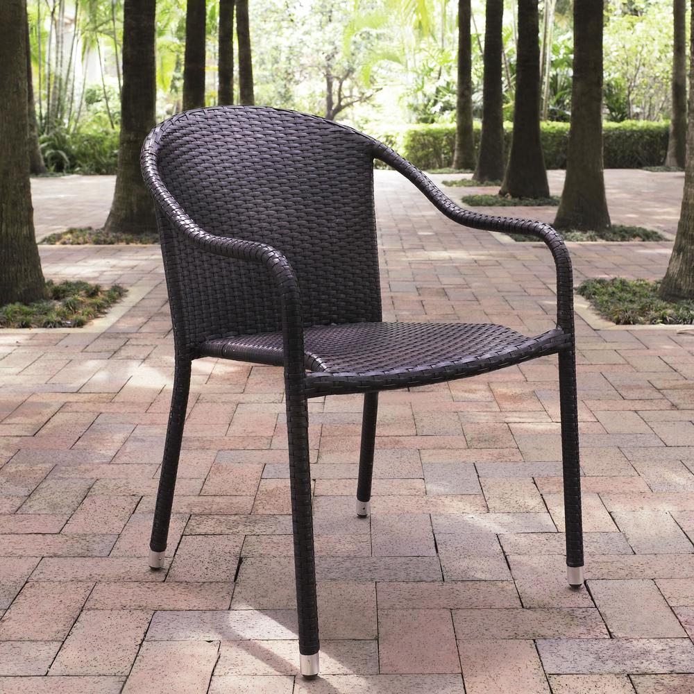 Palm Harbor 4Pc Outdoor Wicker Stackable Chair Set Brown - 4 Stackable Chairs. Picture 3
