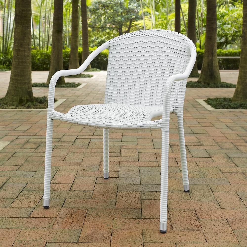 Palm Harbor 4Pc Outdoor Wicker Stackable Chair Set White - 4 Stackable Chairs. Picture 2