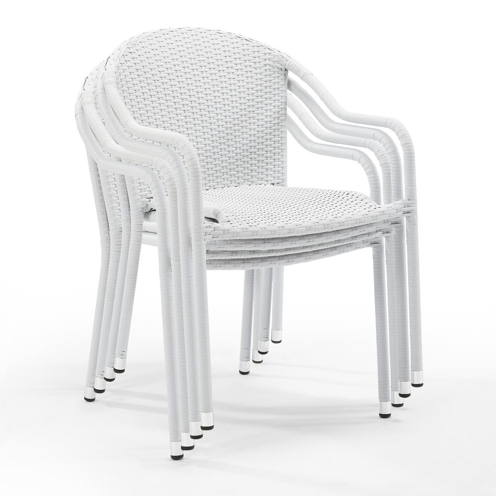 Palm Harbor 4Pc Outdoor Wicker Stackable Chair Set White - 4 Stackable Chairs. Picture 3
