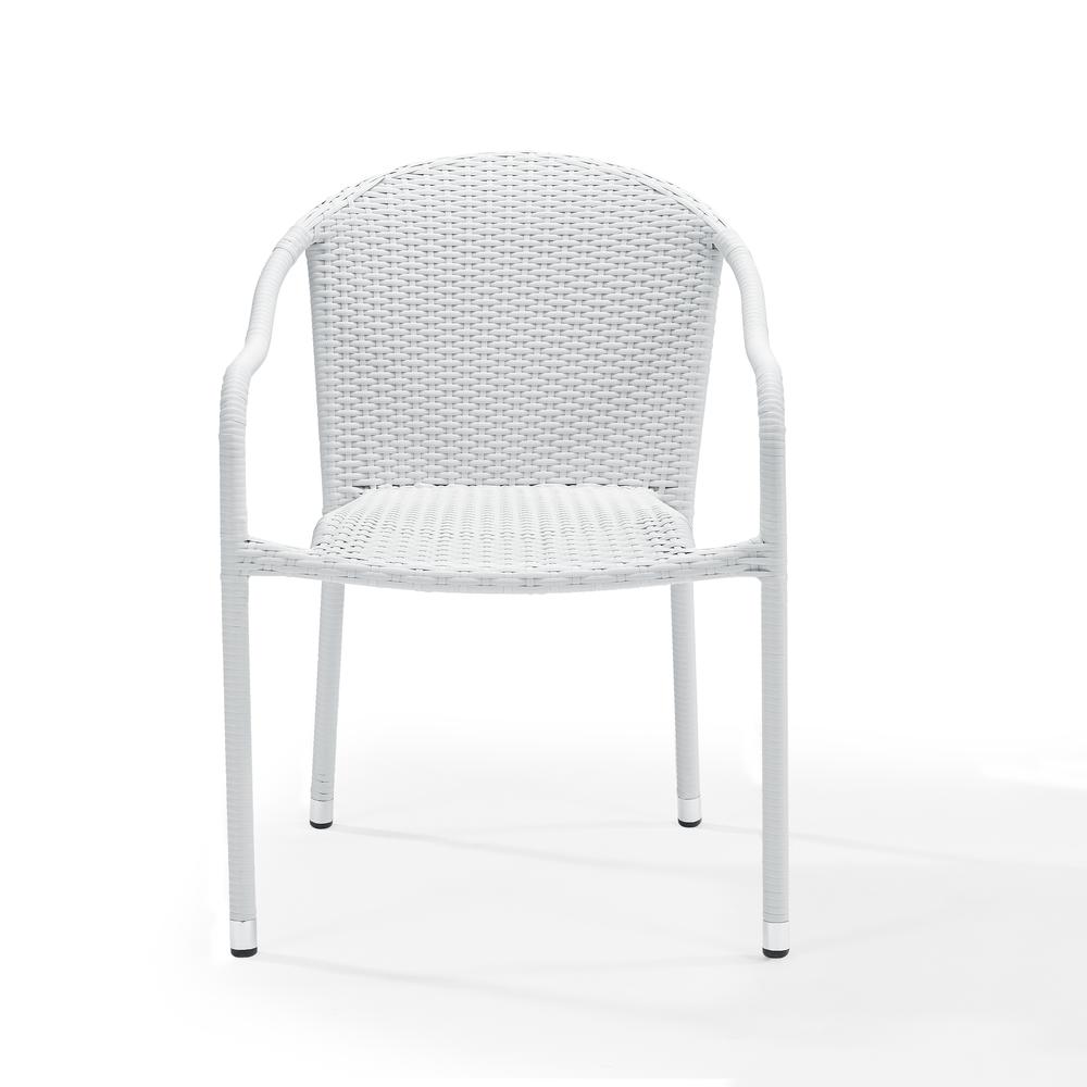 Palm Harbor 4Pc Outdoor Wicker Stackable Chair Set White - 4 Stackable Chairs. Picture 4