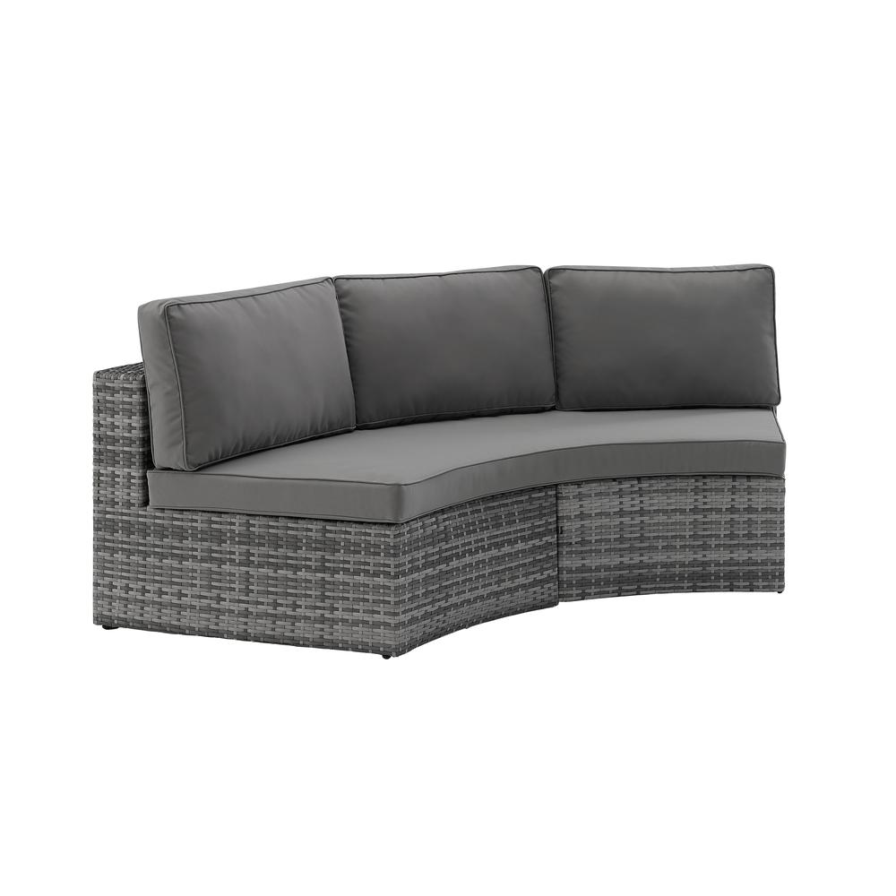 Catalina Outdoor Wicker Round Sectional Sofa Gray. Picture 3