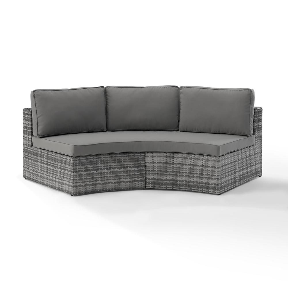 Catalina Outdoor Wicker Round Sectional Sofa Gray. Picture 6