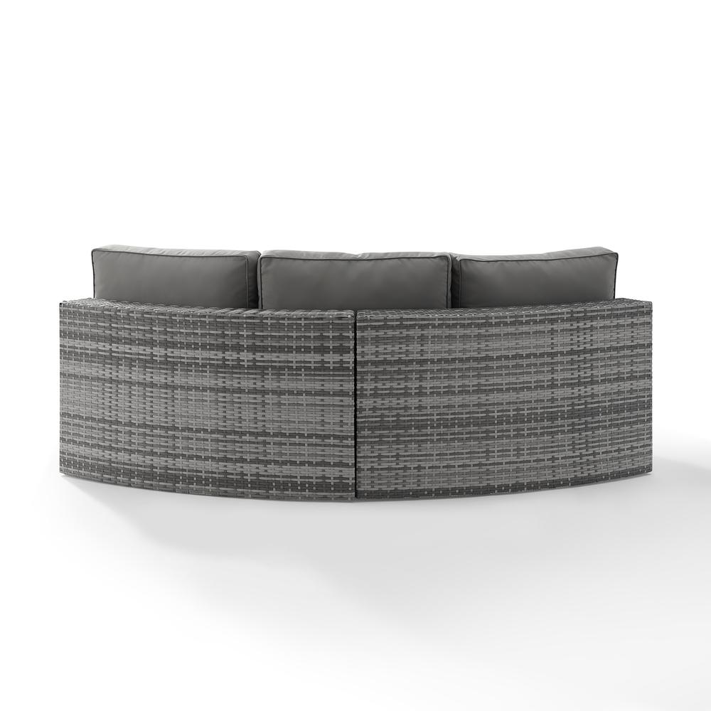 Catalina Outdoor Wicker Round Sectional Sofa Gray. Picture 8