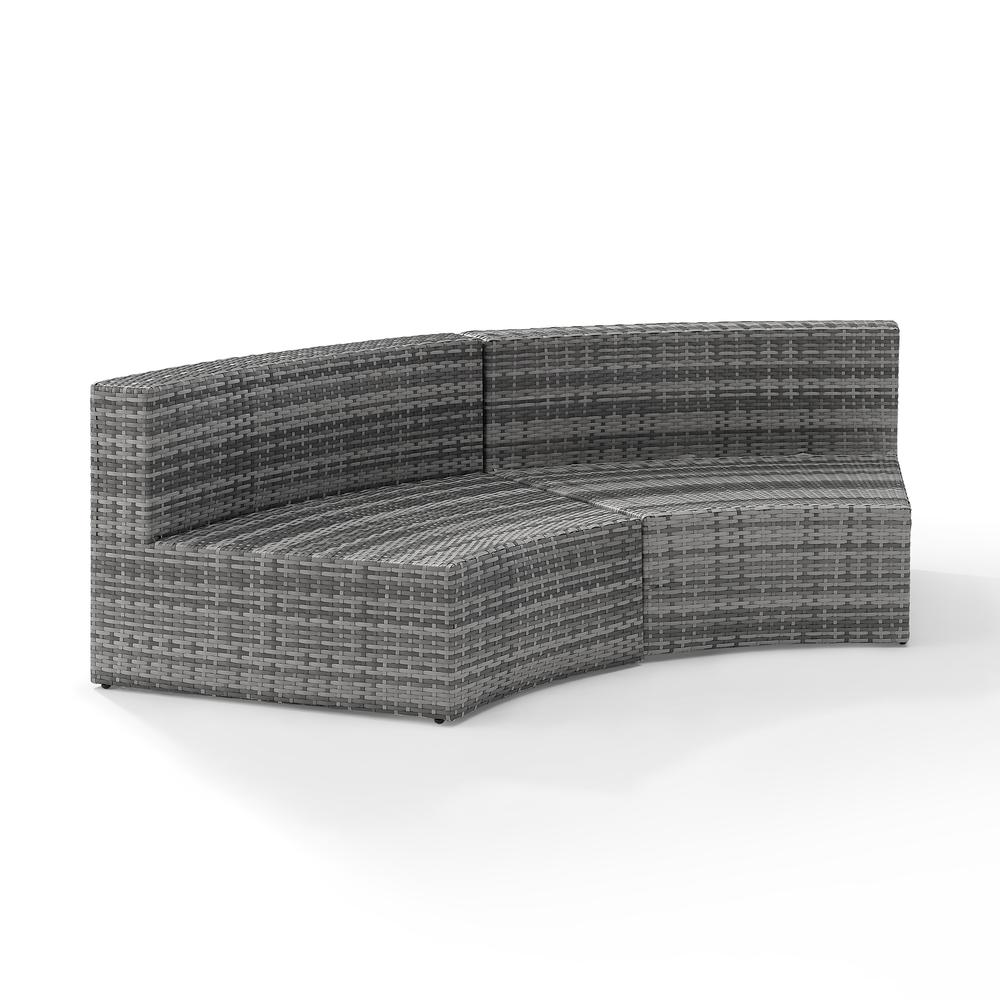 Catalina Outdoor Wicker Round Sectional Sofa Gray. Picture 9