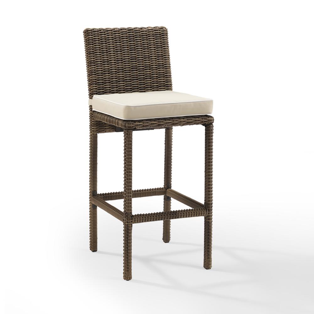 Bradenton 2Pc Outdoor Wicker Bar Height Bar Stool Set Sand/Weathered Brown - 2 Bar Stools. Picture 1