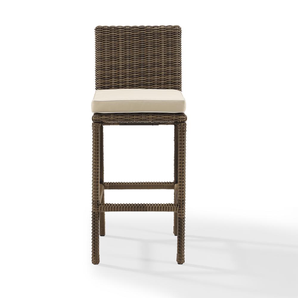 Bradenton 2Pc Outdoor Wicker Bar Height Bar Stool Set Sand/Weathered Brown - 2 Bar Stools. Picture 2