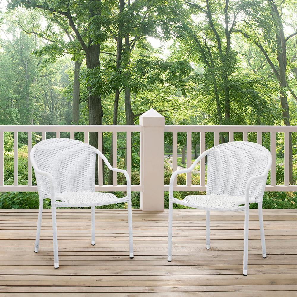 Palm Harbor 2Pc Outdoor Wicker Stackable Chair Set White - 2 Stackable Chairs. Picture 3