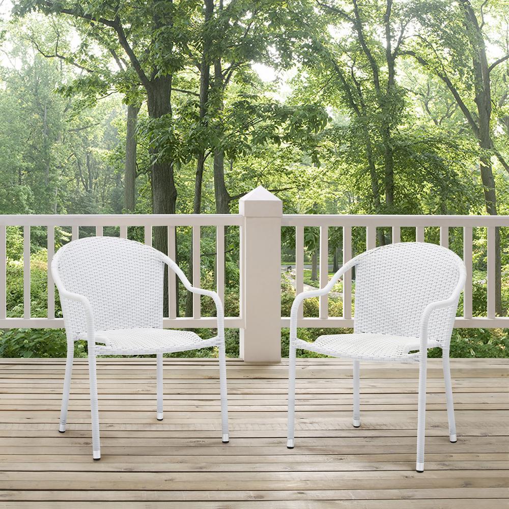 Palm Harbor 2Pc Outdoor Wicker Stackable Chair Set White - 2 Stackable Chairs. Picture 1