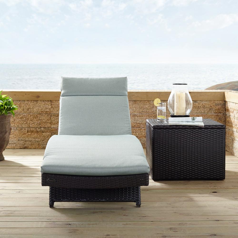Biscayne Outdoor Wicker Chaise Lounge Mist/Brown. Picture 9