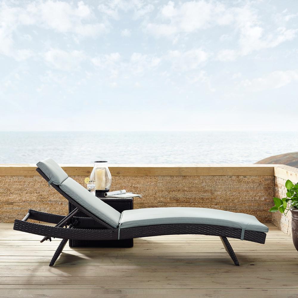 Biscayne Outdoor Wicker Chaise Lounge Mist/Brown. Picture 11