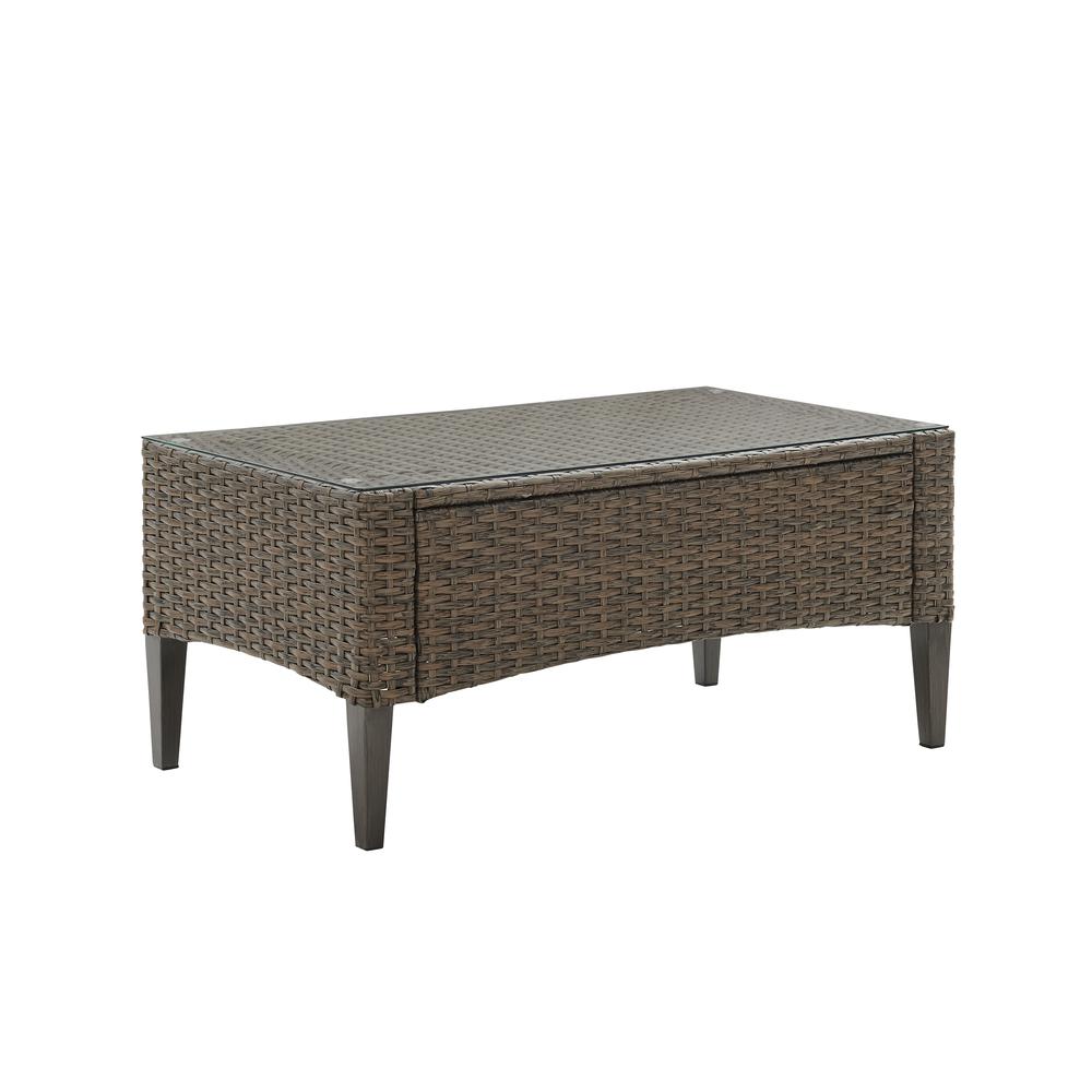 Rockport Outdoor Wicker Coffee Table Oatmeal/Light Brown. Picture 8