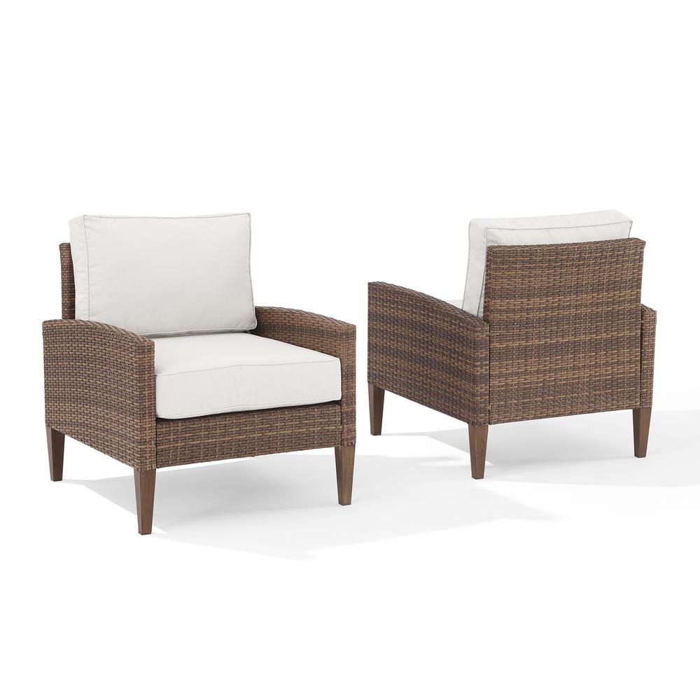Capella 2Pc Outdoor Wicker Chair Set Creme/Brown - 2 Armchairs. Picture 1