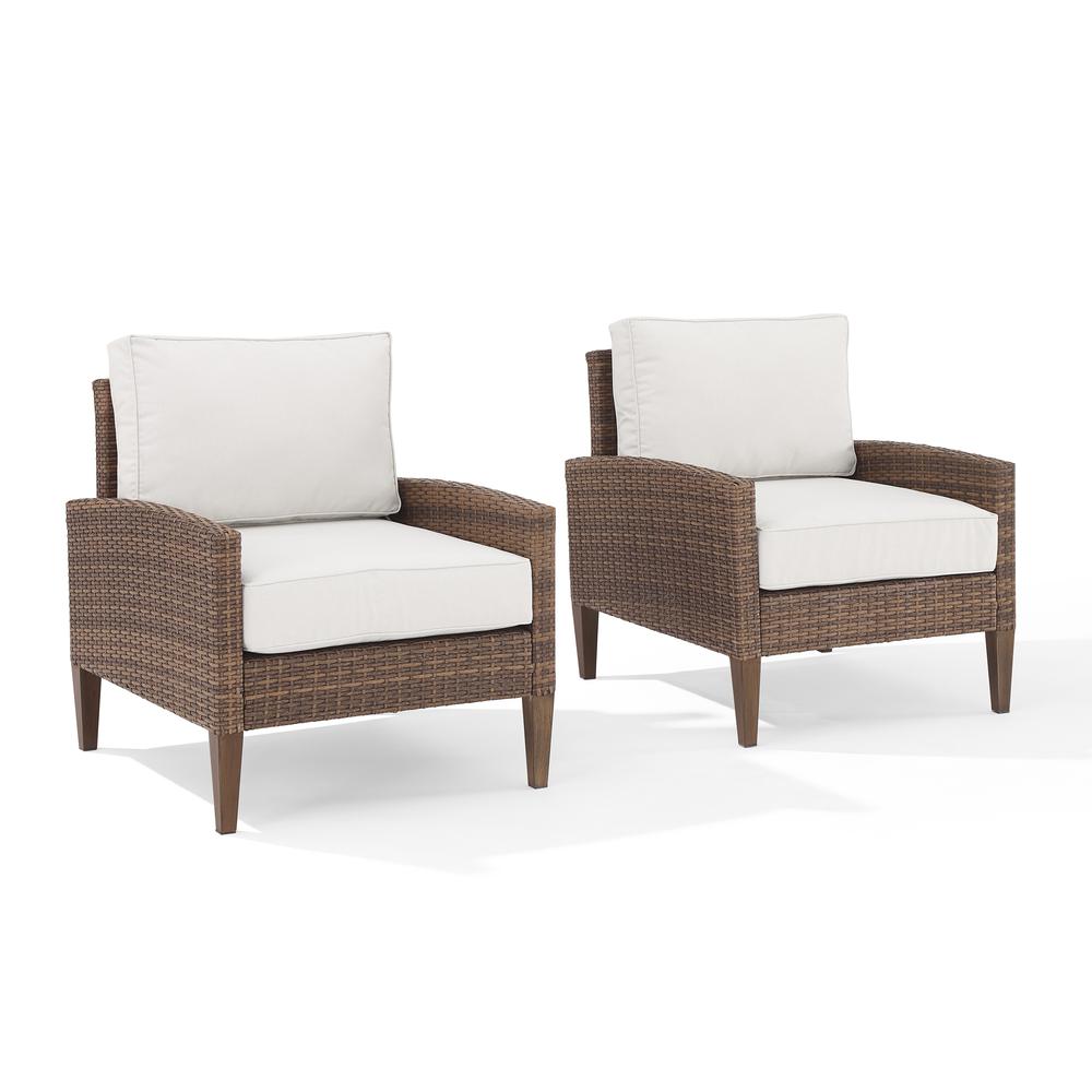Capella 2Pc Outdoor Wicker Chair Set Creme/Brown - 2 Armchairs. Picture 2