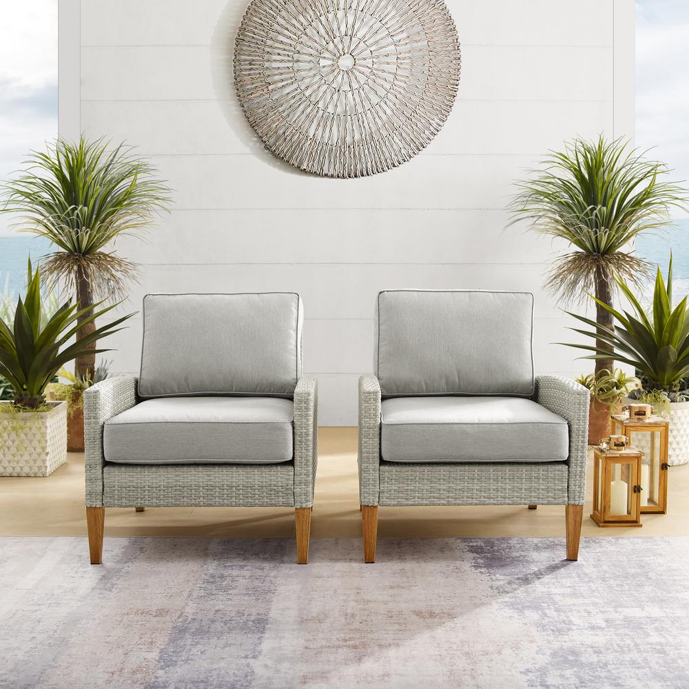 Capella Outdoor Wicker 2Pc Chair Set Gray/Acorn - 2 Armchairs. Picture 2