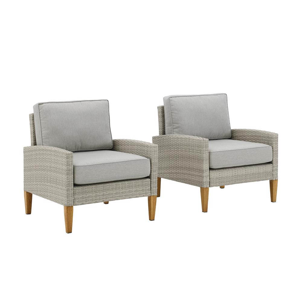 Capella Outdoor Wicker 2Pc Chair Set Gray/Acorn - 2 Armchairs. Picture 3