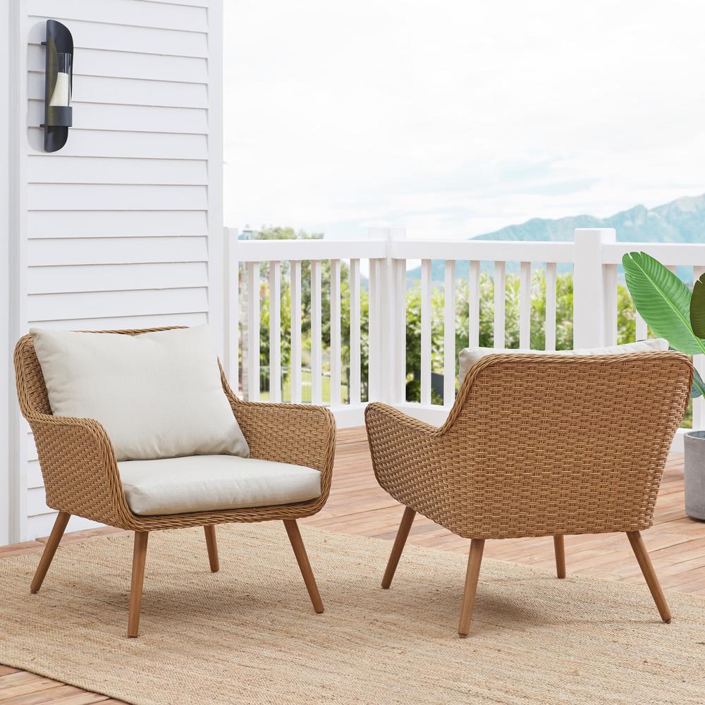 Landon 2Pc Outdoor Wicker Chair Set Light Brown - 2 Chairs. Picture 2