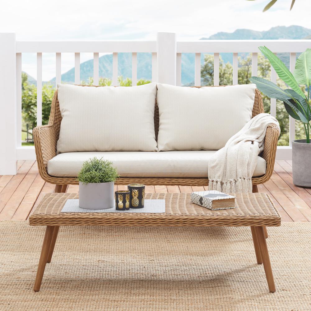 Landon 2Pc Outdoor Wicker Conversation Set Light Brown - Loveseat & Coffee Table. The main picture.