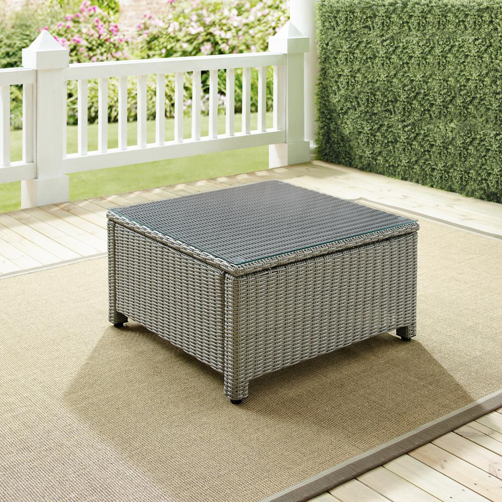 Bradenton Outdoor Wicker Sectional Coffee Table Gray. Picture 2