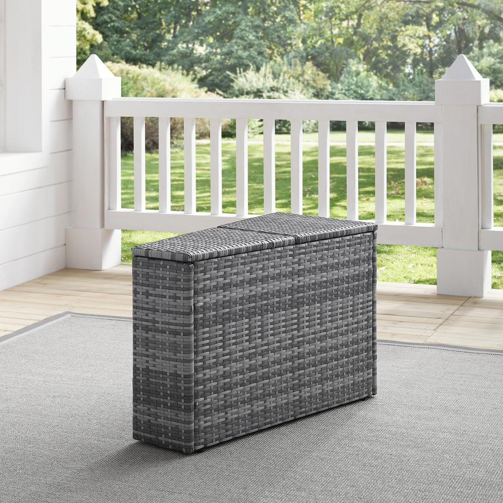 Catalina Outdoor Wicker Arm Table Gray. Picture 1