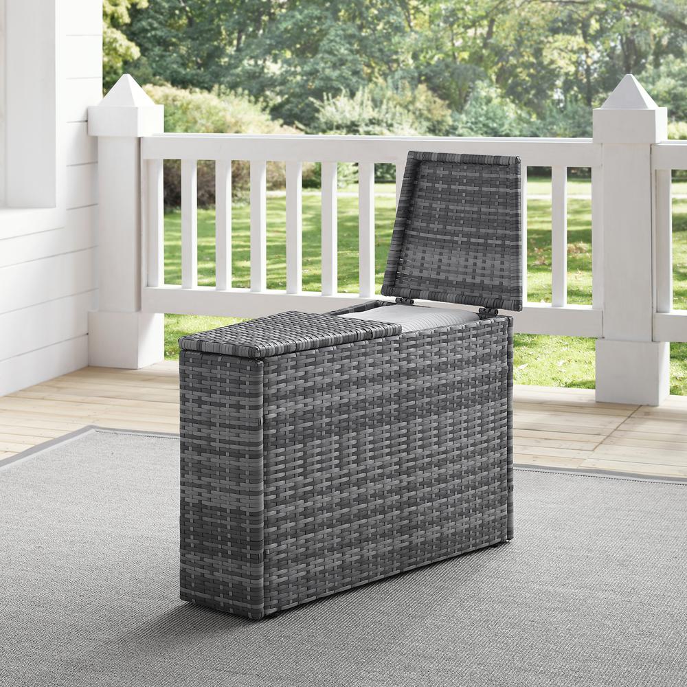 Catalina Outdoor Wicker Arm Table Gray. Picture 2