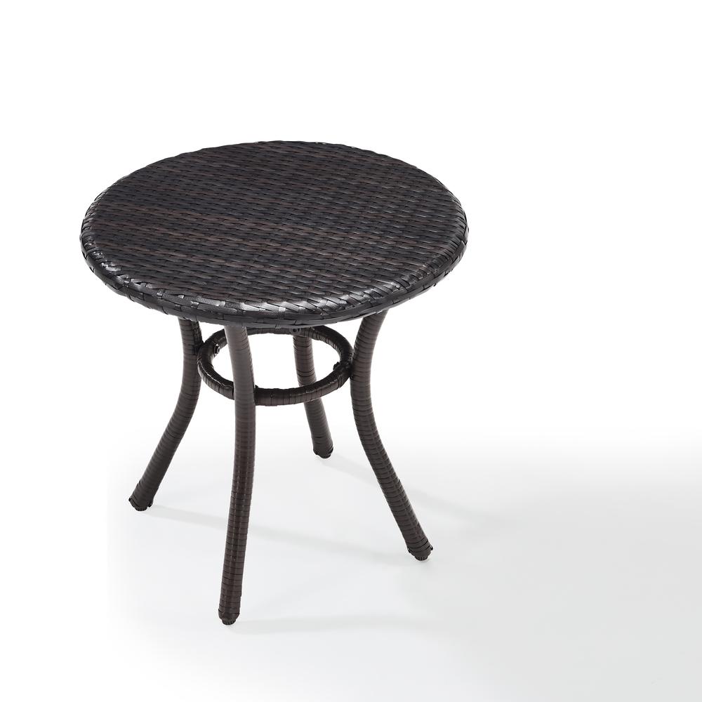 Palm Harbor Outdoor Wicker Round Side Table Brown. Picture 4