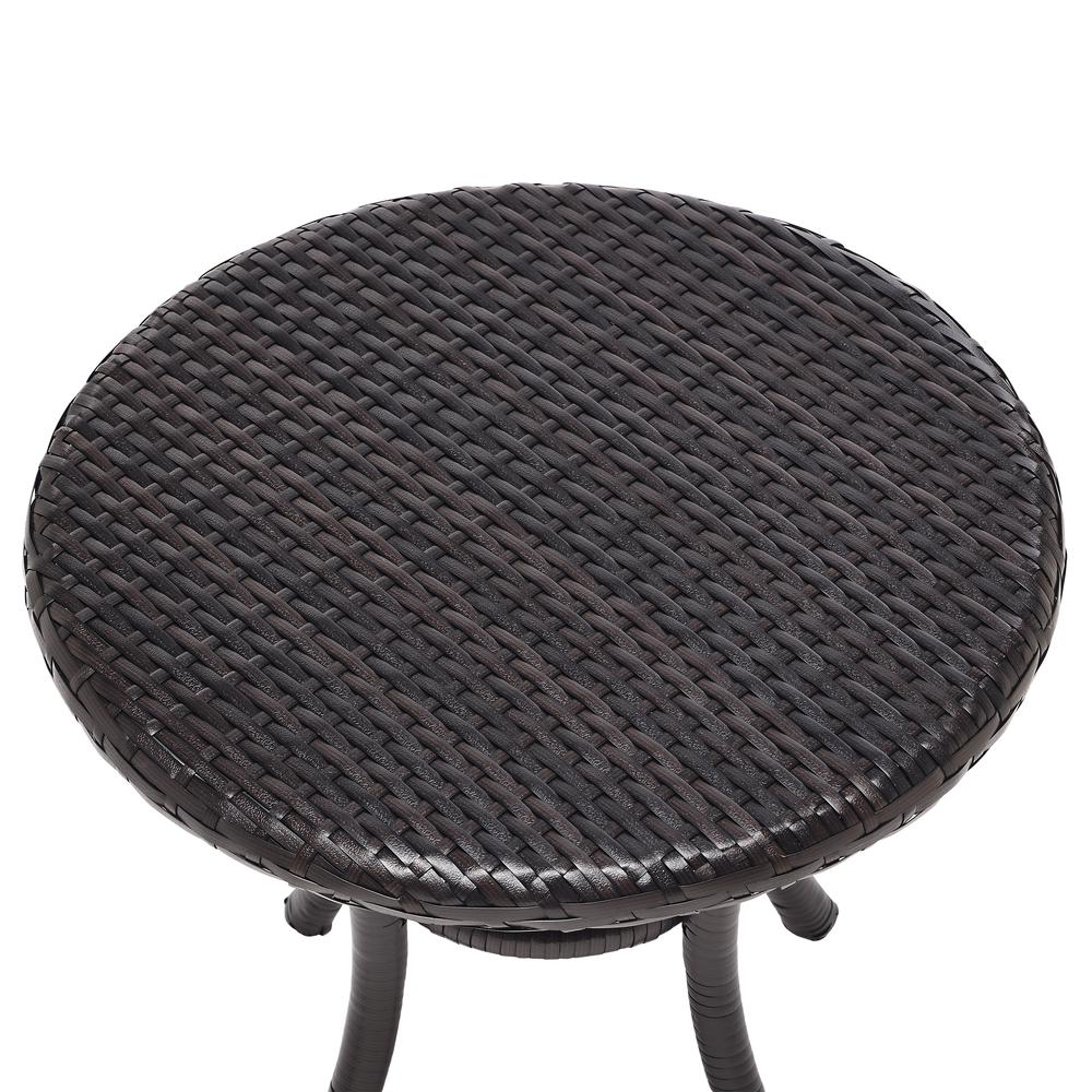 Palm Harbor Outdoor Wicker Round Side Table Brown. Picture 5