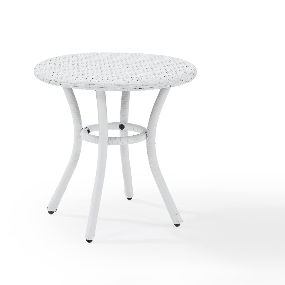 Palm Harbor Outdoor Wicker Round Side Table White. Picture 1