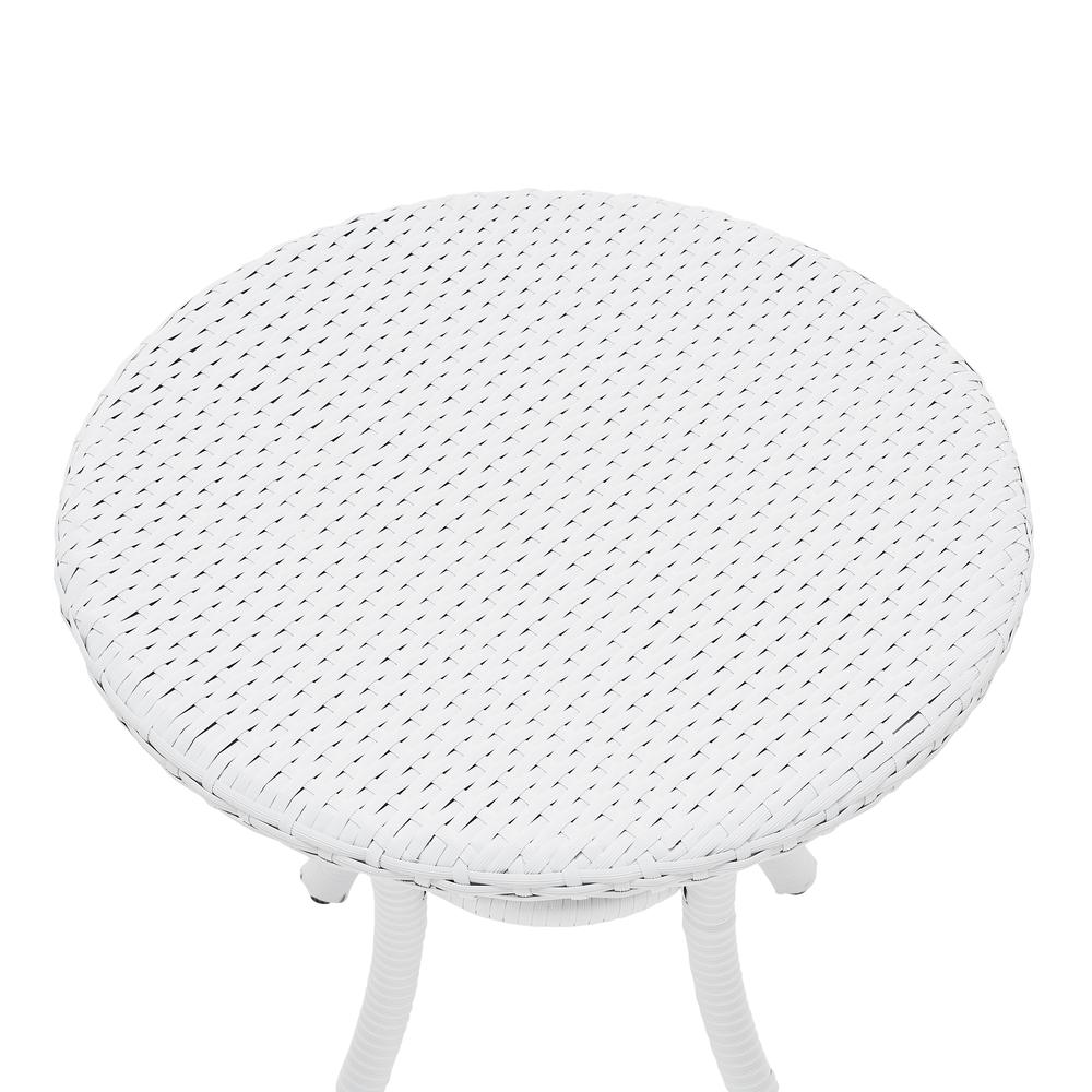 Palm Harbor Outdoor Wicker Round Side Table White. Picture 5