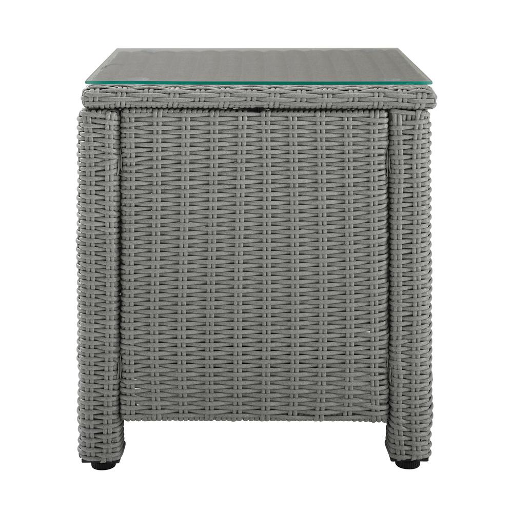 Bradenton Outdoor Wicker Rectangular Side Table Gray. Picture 5