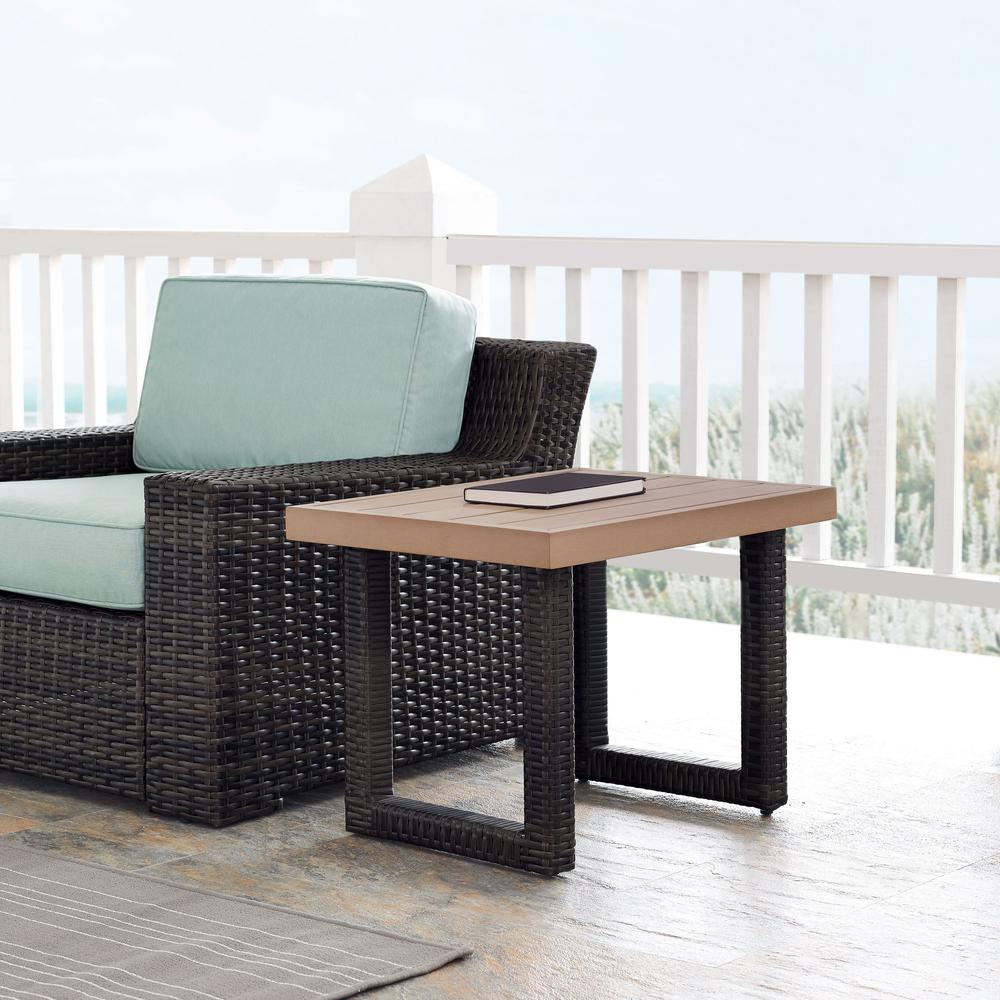 Beaufort Outdoor Wicker Side Table Brown. Picture 2