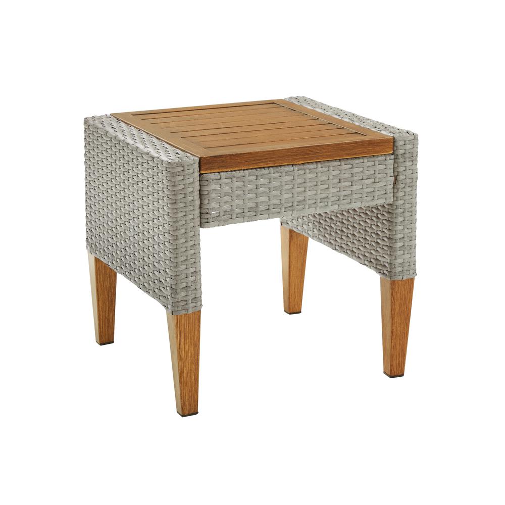 Capella Outdoor Wicker Side Table Gray/Acorn. Picture 10