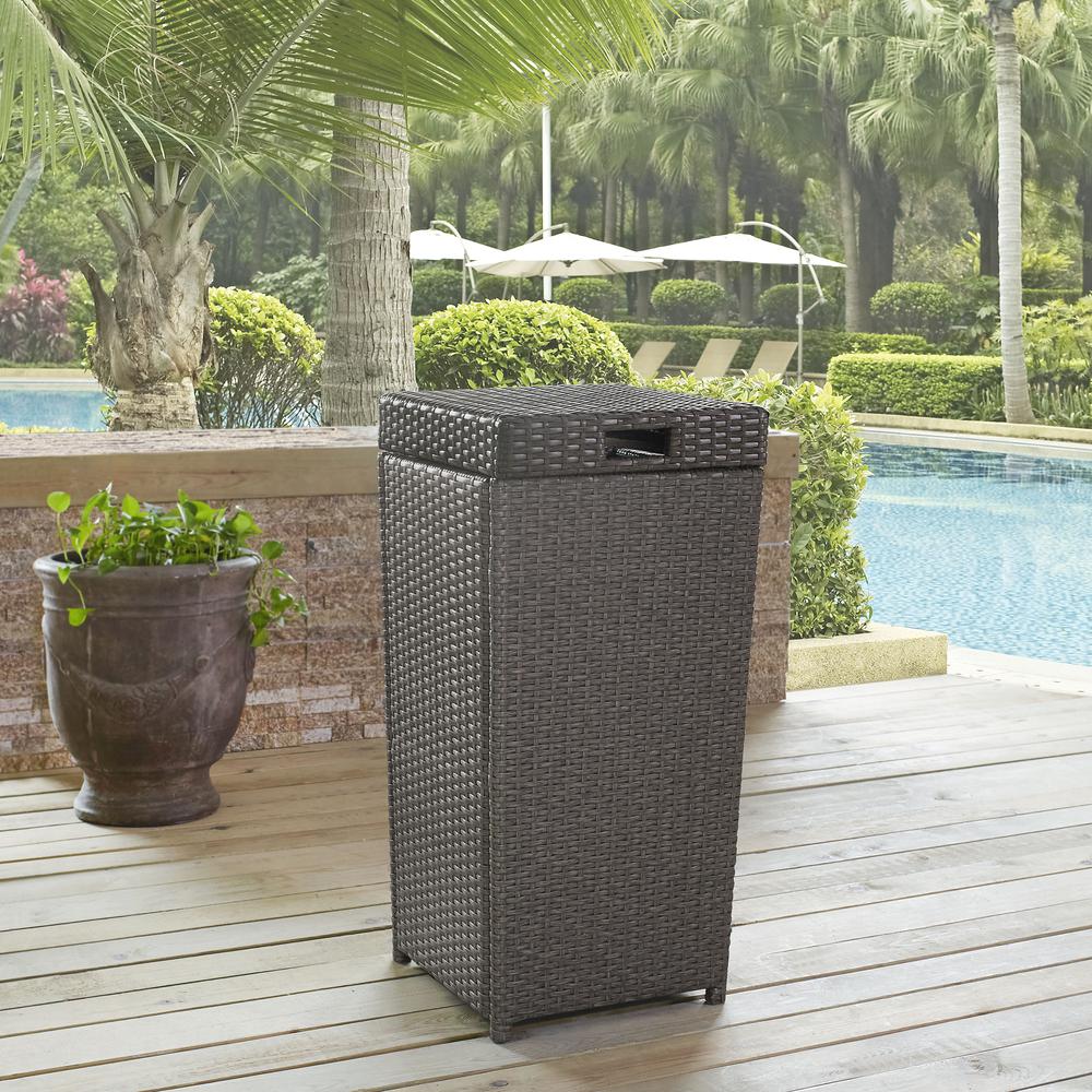 Palm Harbor Outdoor Wicker Trash Bin Weathered Gray. Picture 2