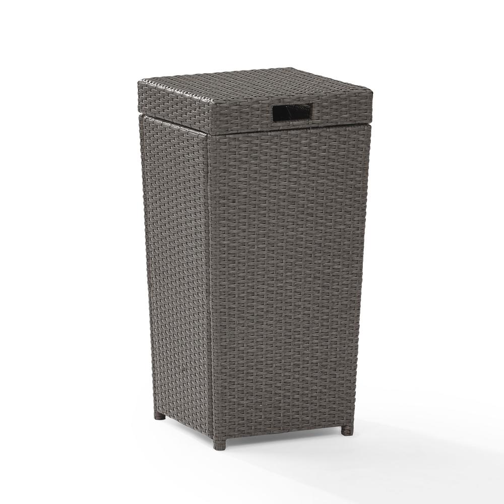 Palm Harbor Outdoor Wicker Trash Bin Weathered Gray. Picture 4