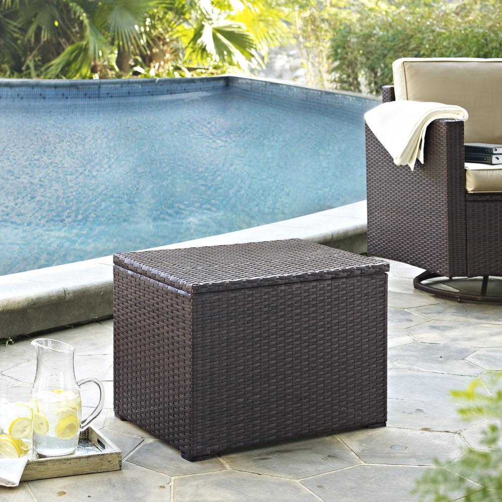 Palm Harbor Outdoor Wicker Cooler Brown. Picture 3