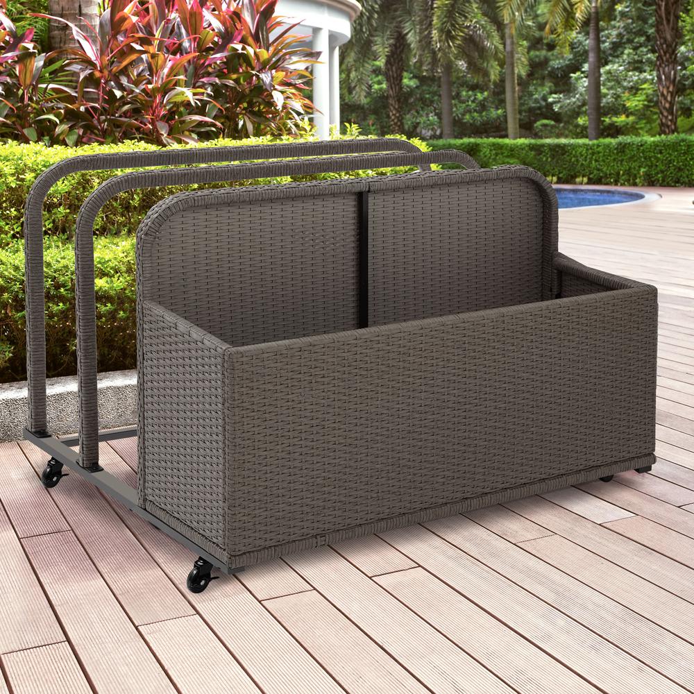 Palm Harbor Outdoor Wicker Pool Storage Caddy Weathered Gray. Picture 1