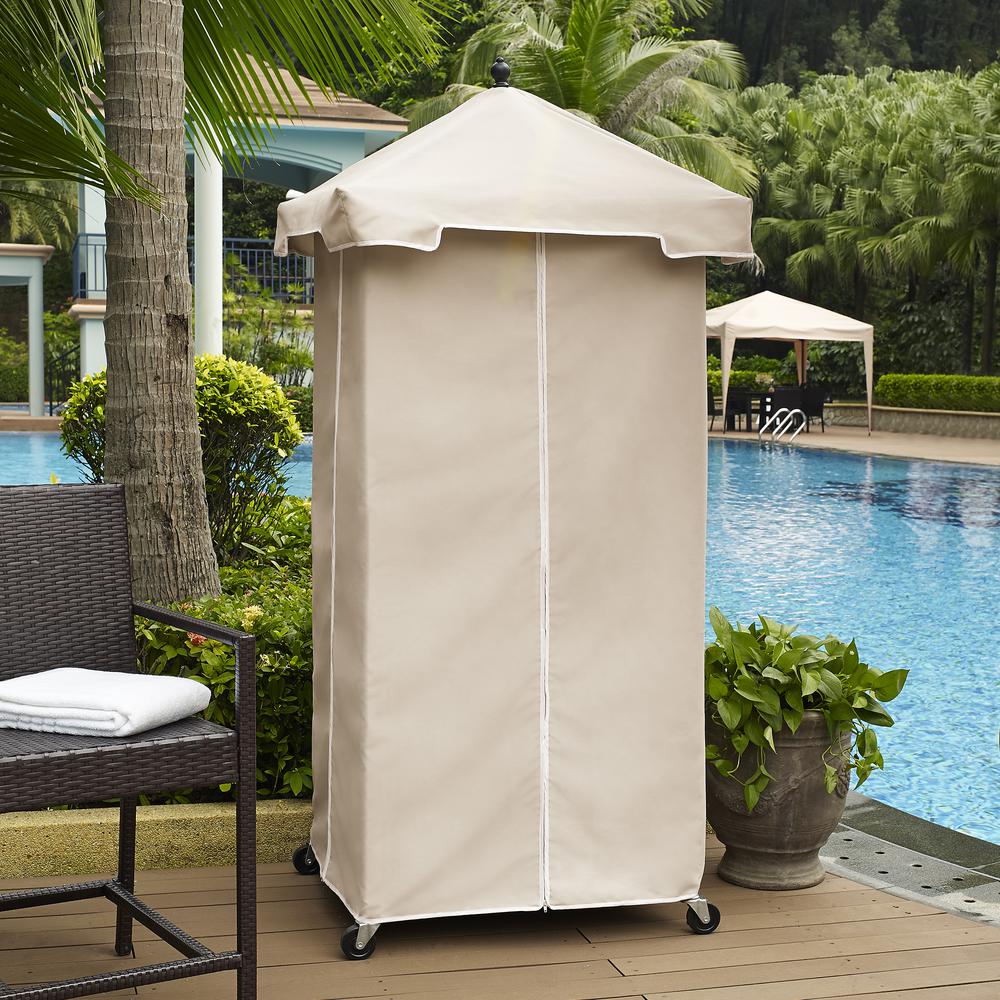 Palm Harbor Outdoor Wicker Towel Valet Sand/Brown. Picture 2